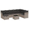vidaXL Garden Sofa Set Gray Poly Rattan, Tempered Glass 9 Piece Modular