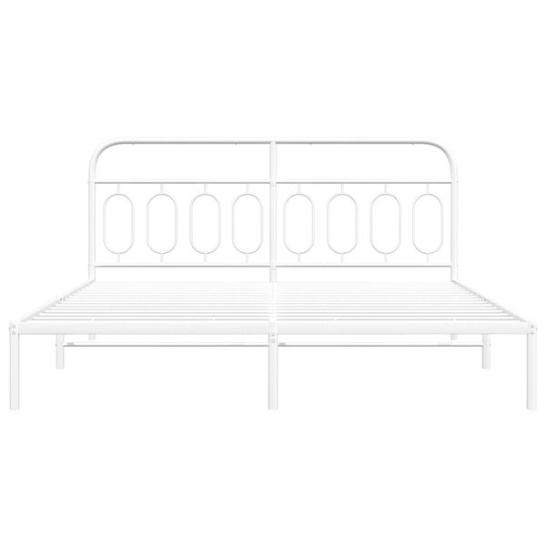 vidaXL Bed Frame White Steel Super King Bed Frame Rectangular Modern