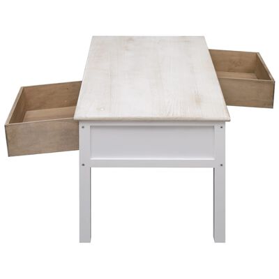 vidaXL Coffee Table White and Natural 39.4"x19.7"x17.7" Wood
