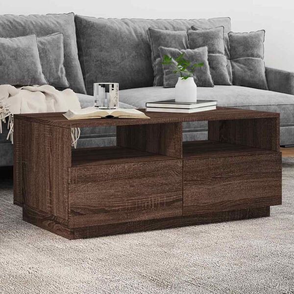 vidaXL Coffee Table Brown Oak Engineered Wood 35.4x19.3x15.7 in
