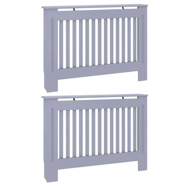 vidaXL Radiator Cover 2 pcs Grey 44.09 x 7.48 x 32.09 in