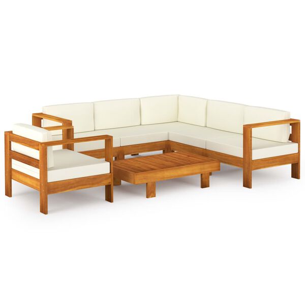 vidaXL Wooden Lounge Set Cream White, Natural Wood