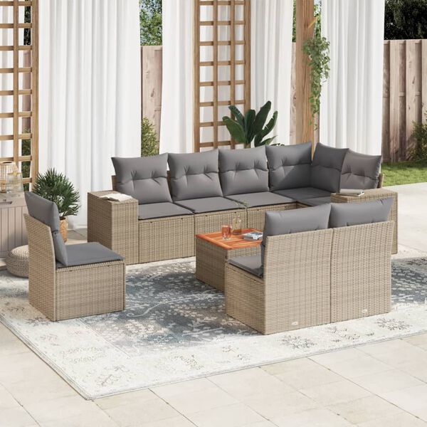 vidaXL Garden Sofa Set Beige, Light Grey