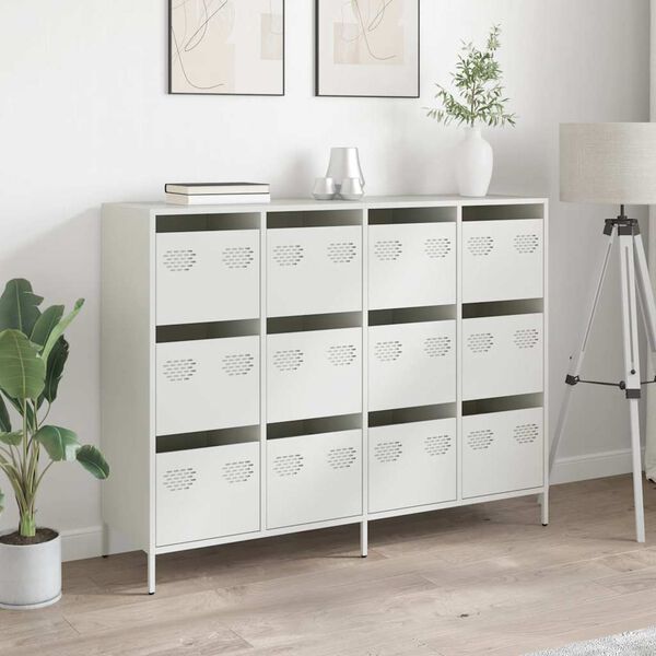 vidaXL Sideboard White Cold-rolled Steel Medium Sideboard Rectangular