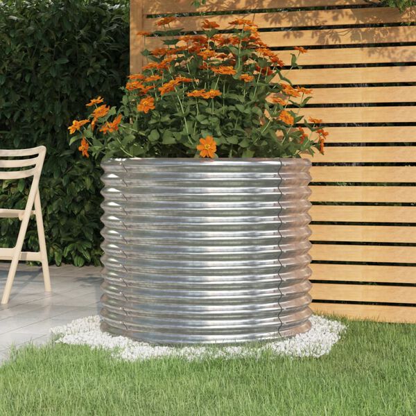vidaXL Garden Planter Silver Powder-coated steel 31.5 x 26.8 in Durable