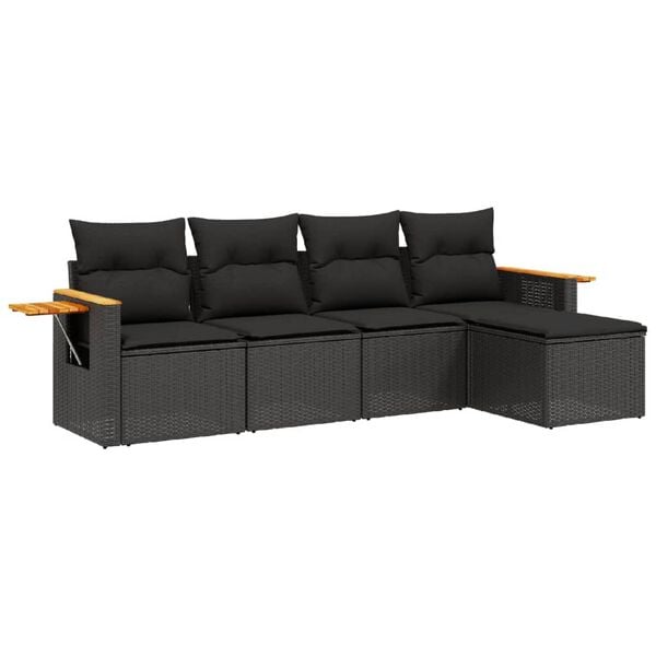 vidaXL Garden Sofa Set Black