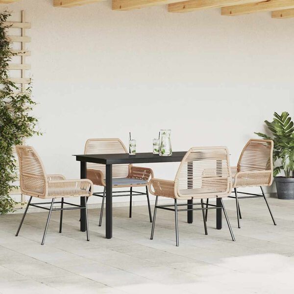 vidaXL Garden Dining Set Brown, black, light grey