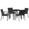 vidaXL Garden Dining Set 5 pcs Black and Grey PE Rattan