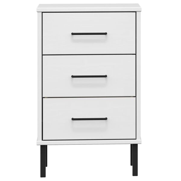vidaXL Bedside Cabinet White Solid pine wood, Metal Bedside Cabinet