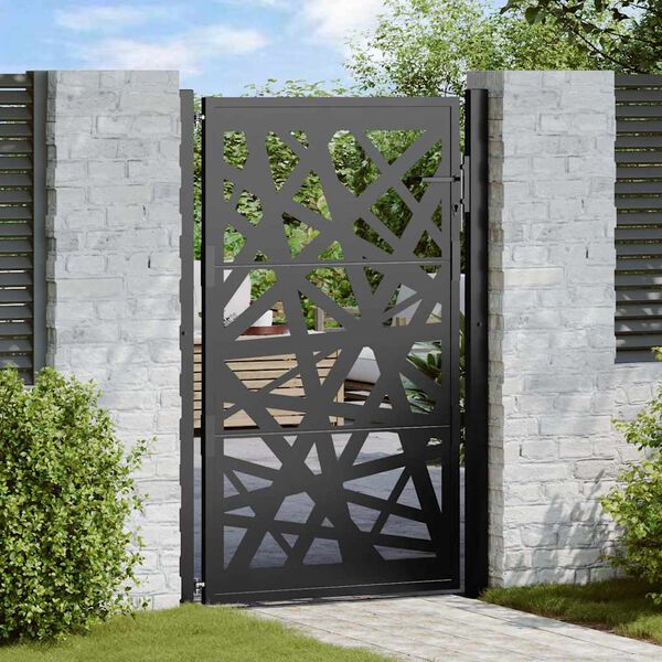 vidaXL Garden Gate Black 39.4x59.1" Steel Light Design
