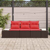vidaXL Sofa Set with Cushion 3 pcs Brown Poly Rattan