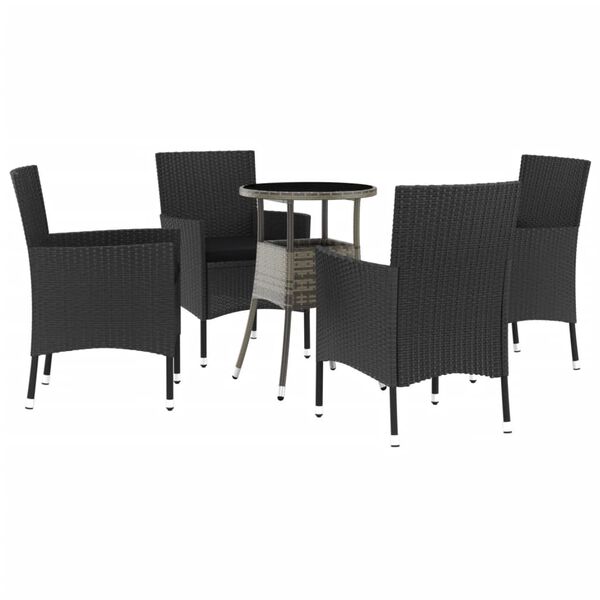 vidaXL Garden Bistro Set Black and Grey