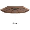 vidaXL Garden Parasol Taupe, Black Aluminum, Steel, Plastic Large