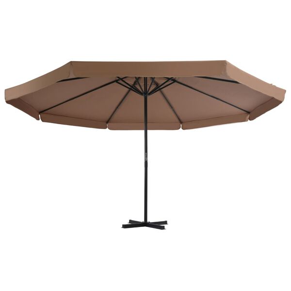 vidaXL Garden Parasol Taupe, Black Aluminum, Steel, Plastic Large