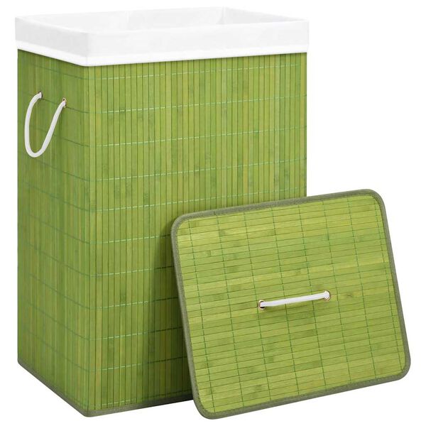 vidaXL Bamboo Laundry Basket with Single Section Green