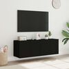 vidaXL TV Wall Cabinet Set of 2 Black Engineered wood TV Wall Cabinet