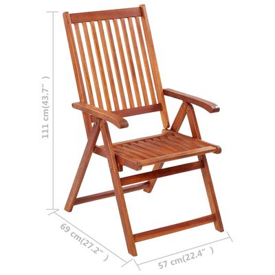 vidaXL Folding Patio Chairs 3 pcs Solid Acacia Wood