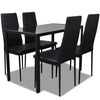 vidaXL Dining Set Black Tempered Glass Standard Durable Dining Set