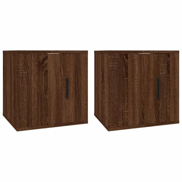 vidaXL Wall Mounted Tv Cabinet Set of 2 Brown Oak Engineered wood Medium
