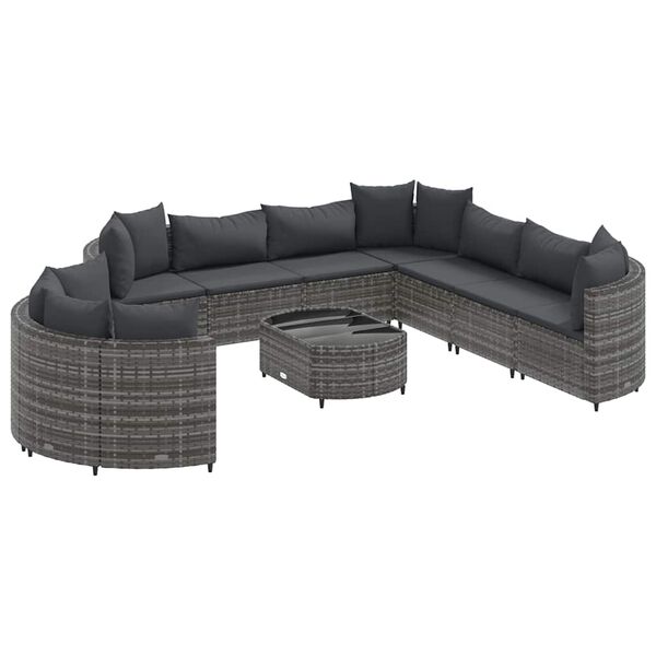 vidaXL Patio Sofa Set Set of 10 Grey PE rattan 10 Piece
