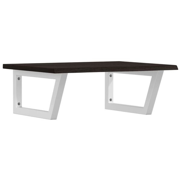 vidaXL Basin Shelf Dark brown, White Solid oak wood, Steel 23.6 x 19.7 in