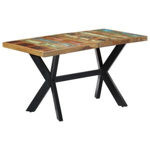 vidaXL Dining Table Various shades of wood, Steel