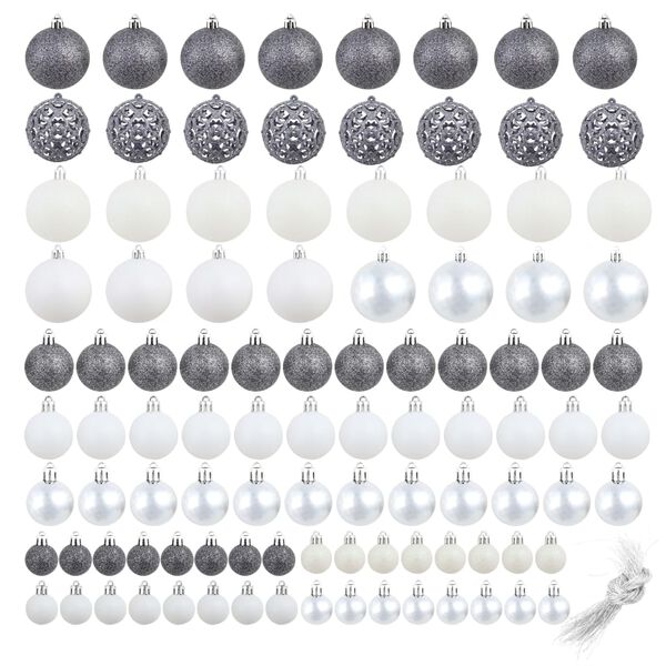 vidaXL Christmas Ball Set of 100 White, Grey Plastic Small, Medium