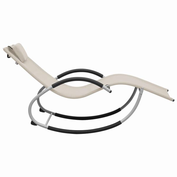 vidaXL Sun Lounger with Pillow Cream Textilene