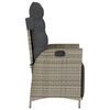 vidaXL Reclining Garden Chair Grey PE rattan, powder-coated steel, polyester