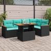 vidaXL 6 Piece Patio Sofa Set with Cushions Black Poly Rattan