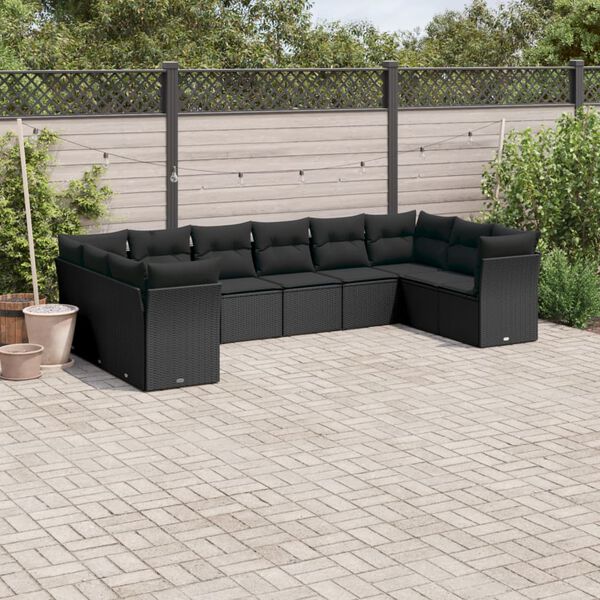 vidaXL Garden Sofa Set Black PE Rattan Large Modular Garden Sofa Set