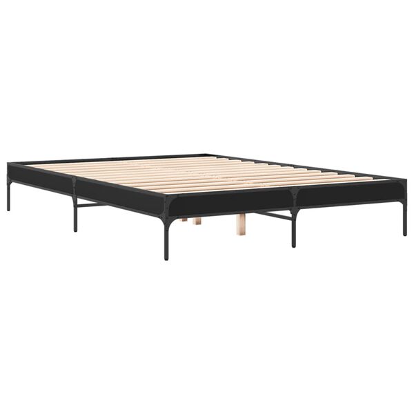 vidaXL Bed Frame Black Engineered wood and metal King Modern Bed Frame