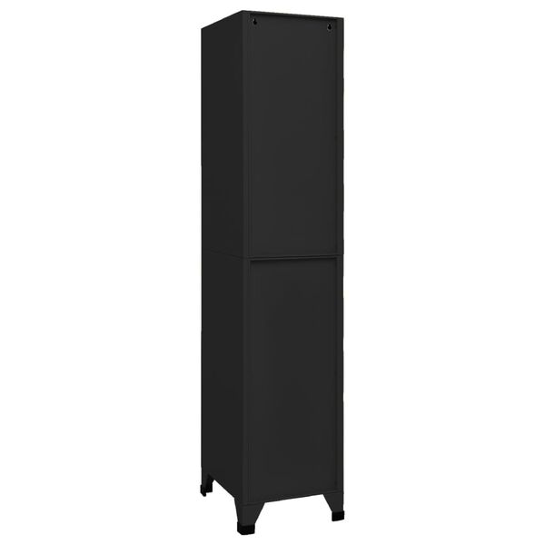 vidaXL Locker Cabinet Black Steel Medium Locker Cabinet Rectangular