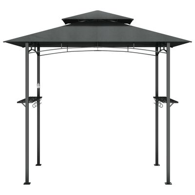 vidaXL BBQ Gazebo with Side Shelves Anthracite 94.5"x59.1"x95.7" Steel