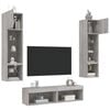 vidaXL 6 Piece TV Wall Units with LED Gray Sonoma Engineered Wood