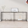 vidaXL Console Table Transparent, Black Tempered Glass, Powder-Coated Steel