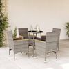 vidaXL 5 Piece Patio Dining Set with Cushions Grey Poly Rattan and Glass