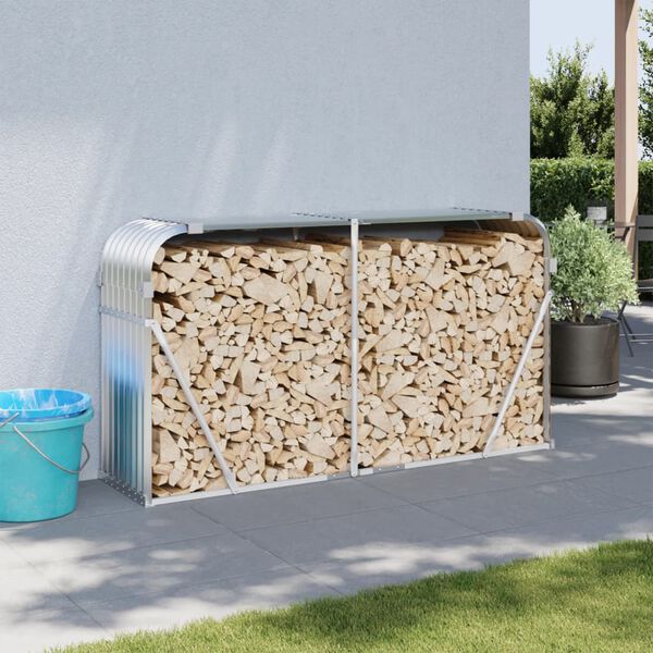 vidaXL Log Holder Silver 70.9"x17.7"x39.4" Galvanized Steel