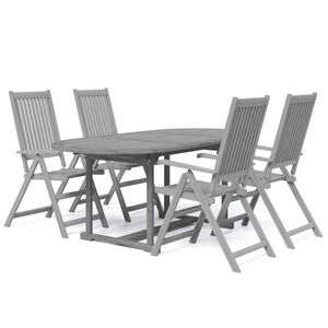vidaXL Garden Dining Set Grey Solid Acacia wood Standard Extendable