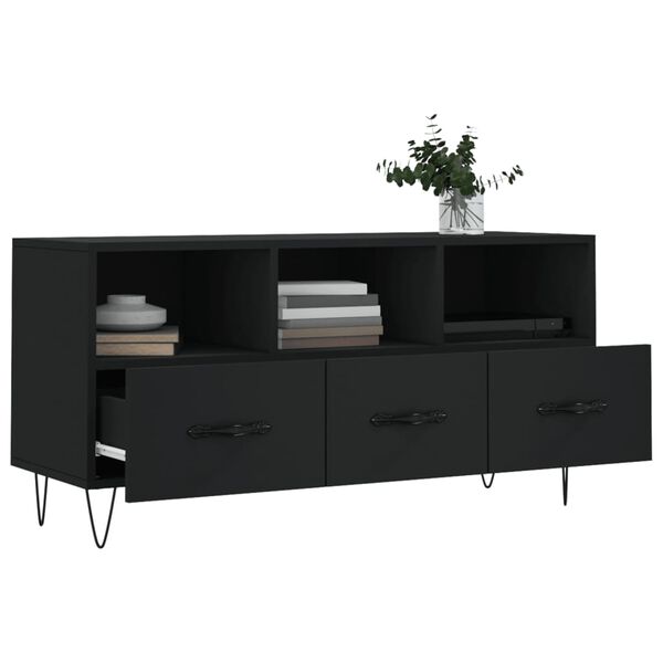 vidaXL TV Cabinet Black Engineered wood, iron TV Cabinet Rectangular