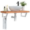 vidaXL Basin Shelf Beech Wood with White Bracket Solid beech wood, Steel