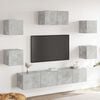 vidaXL 7 Piece TV Stand Set Concrete Gray Engineered Wood
