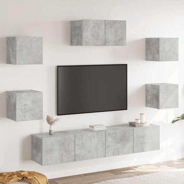 vidaXL 7 Piece TV Stand Set Concrete Gray Engineered Wood