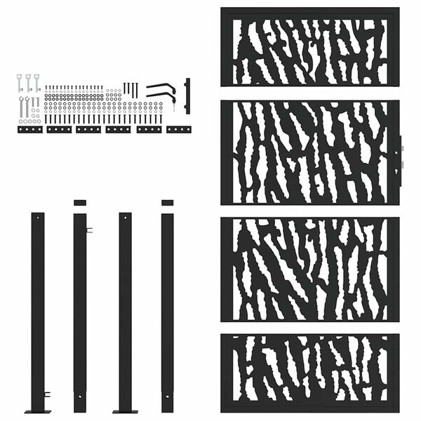 vidaXL Garden Gate Black 39.4x68.9" Steel Trace  Design