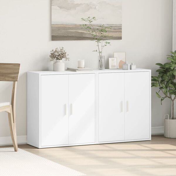 vidaXL Sideboards 2 pcs White 23.6"x12.2"x27.6" Engineered Wood