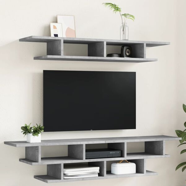 vidaXL TV Wall Unit Concrete gray Engineered wood TV Wall Unit