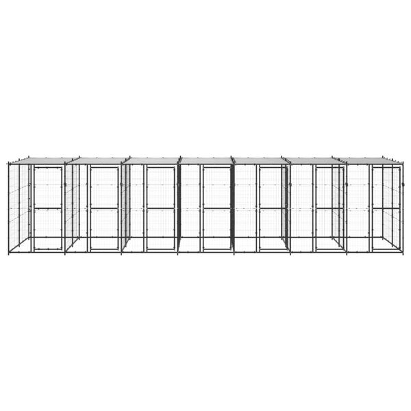 vidaXL Dog Kennel Black and silver Powder-coated steel and PE 182.9 sq ft