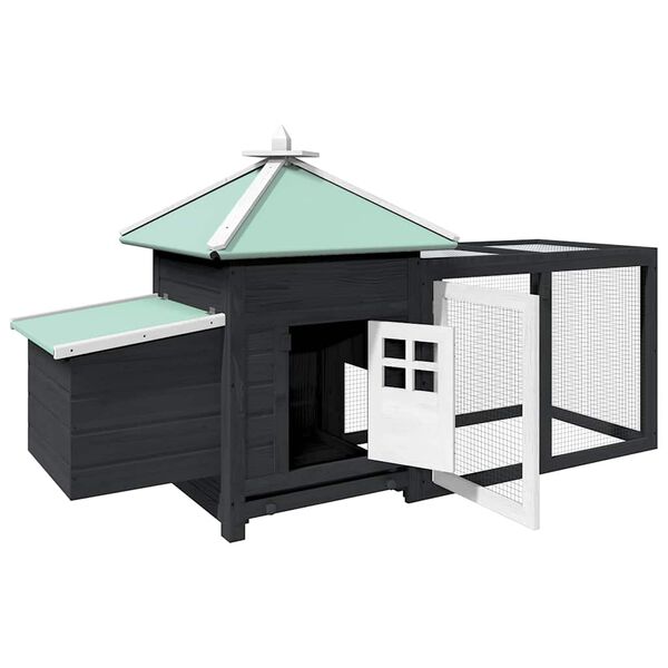 vidaXL Chicken Coop Grey Solid firwood, plywood, galvanized steel Large