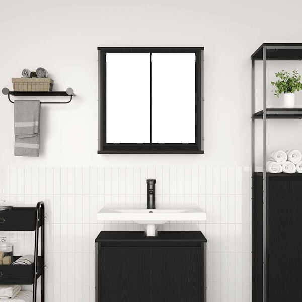 vidaXL Bathroom Wall Cabinet Black wood Engineered wood Medium