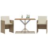 vidaXL Bistro Set Beige PE rattan, powder-coated steel, solid acacia wood